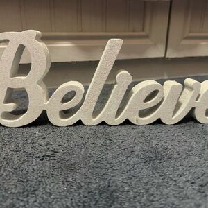 Elegant White Holiday 'Believe' Decor